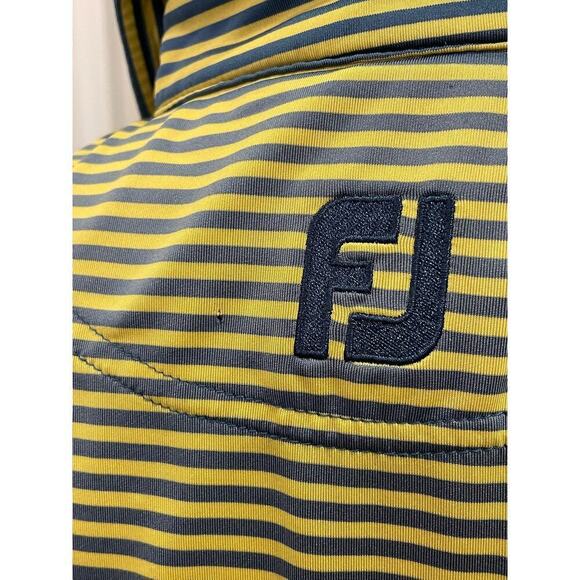 FOOT JOY Yellow/Grey Striped Golf Polo Shirt size XL - Picture 5 of 9